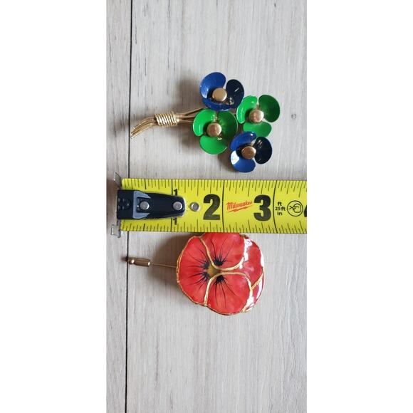 VTG Brooch Lot 4pc Enamel Floral Angel Stick Pins Gold Tone Jewelry - Picture 3 of 7